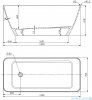 Omnires Parma WW BCP wanna wolnostojąca 159x70cm biało-czarny połysk rysunek techniczny